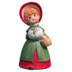 Vintage Jasco Merri-Bells Little Christmas Caroler Girl Bisque Bell Figur…